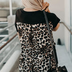 Short Sleeve V Neck Leopard Pocket Tee