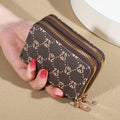 Vintage Zippered Card Holder Wallet for Women, Secure Multi-Card Slots, Fashionable Faux Leather with Coin Purse