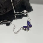 Butterfly Color Change Pendant Necklace With Stainless Steel Chain