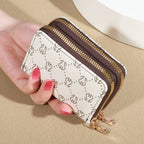 Vintage Zippered Card Holder Wallet for Women, Secure Multi-Card Slots, Fashionable Faux Leather with Coin Purse