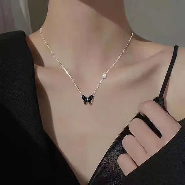 Butterfly Color Change Pendant Necklace With Stainless Steel Chain