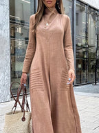Elegant Modigirl Jumpsuits for Women, High Waisted Long Pants, Casual One-Piece Outfit with Long Sleeves and Pockets